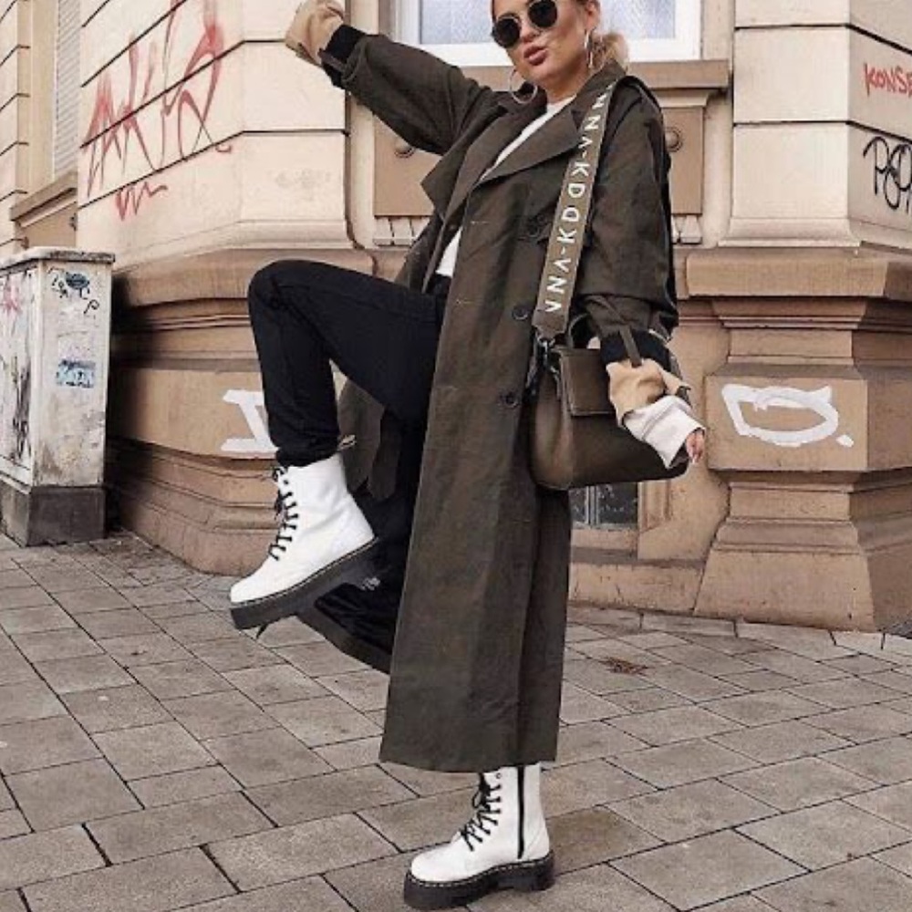 White Lace Up Platform Combat Boots - Picture 9 of 12